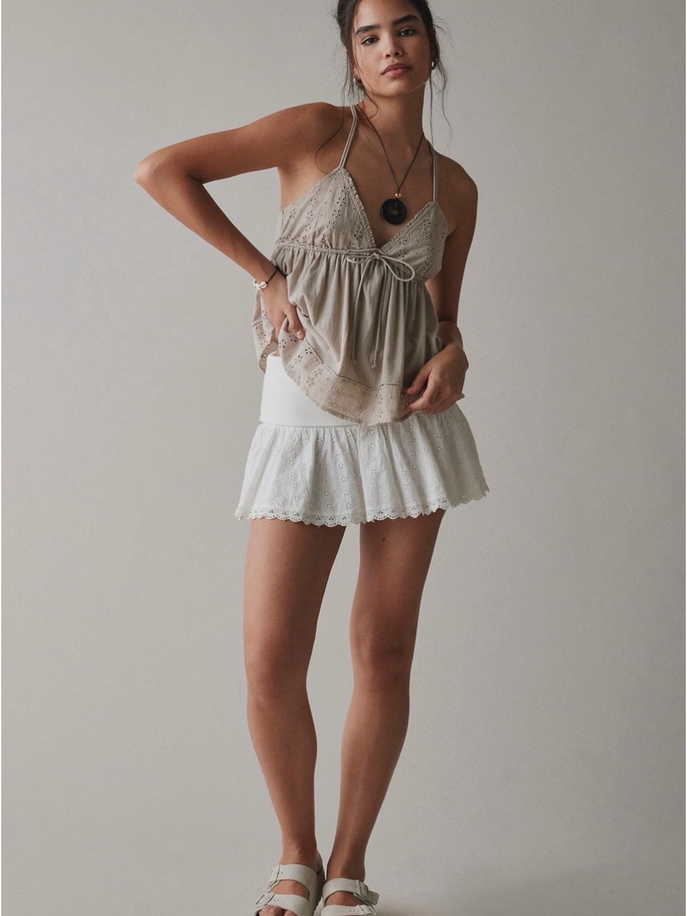 Kimchi Blue Bailey Eyelet Lace Babydoll Tank Top- String - Picture 3 of 11